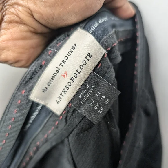 Anthropologie texture essentials trouser high rise wide leg black sz 14 - Picture 5 of 10